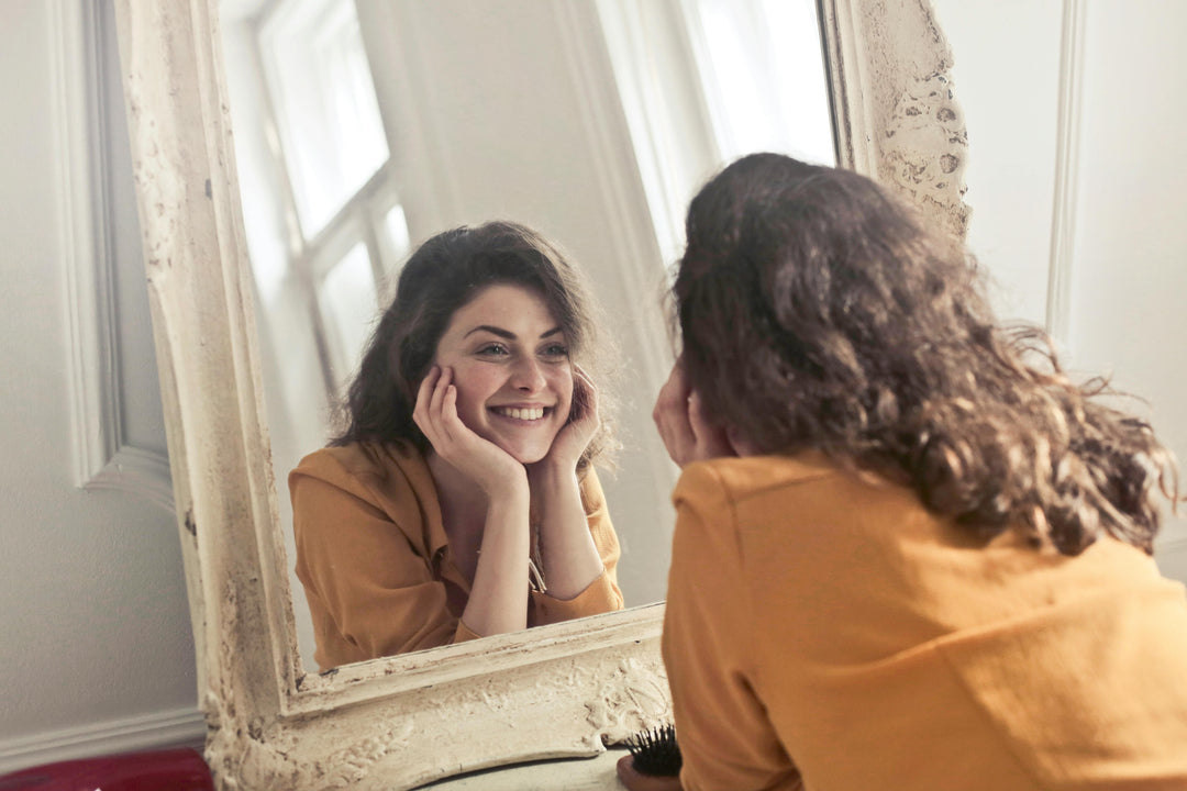 Woman practising body neutrality and self-acceptance