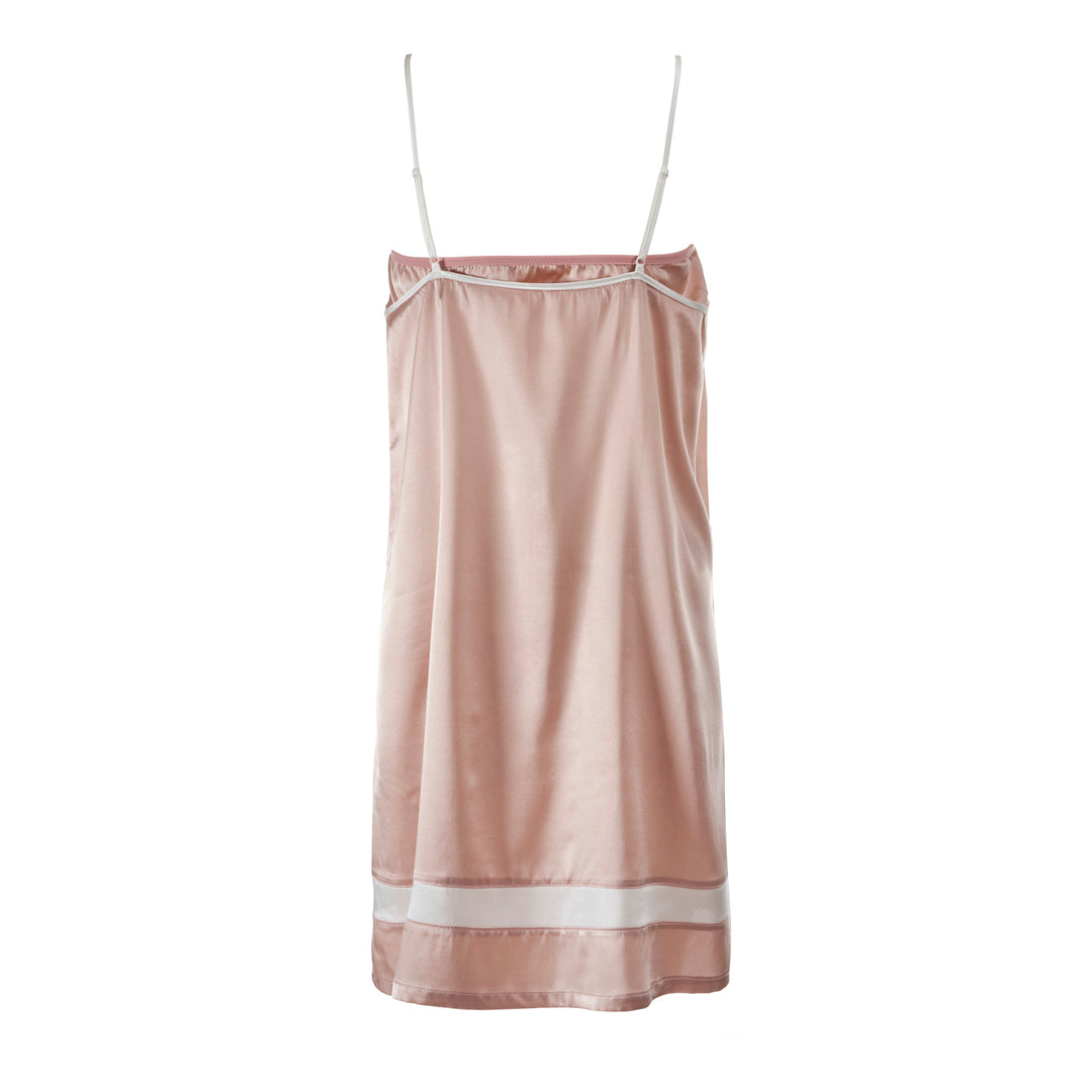 Organic Cotton and Silk Nightdress with built in bra in Pink, back view – Juliemay Lingerie