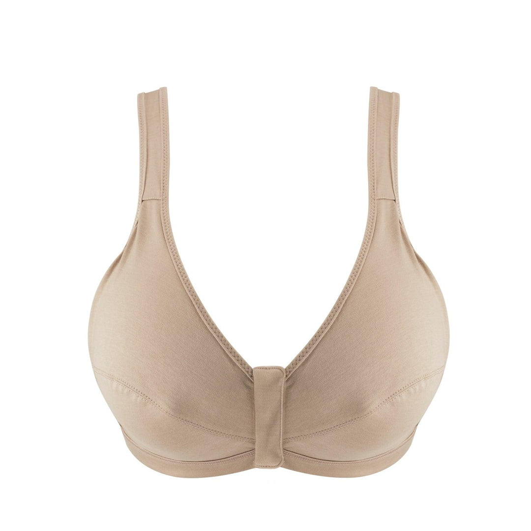 Warm Golden Full Cup Front Closure Silk and Organic Cotton Wireless Bra – Juliemay Lingerie