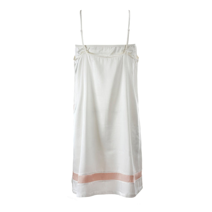 Organic Cotton and Silk Nightdress with built in bra in White, back view – Juliemay Lingerie