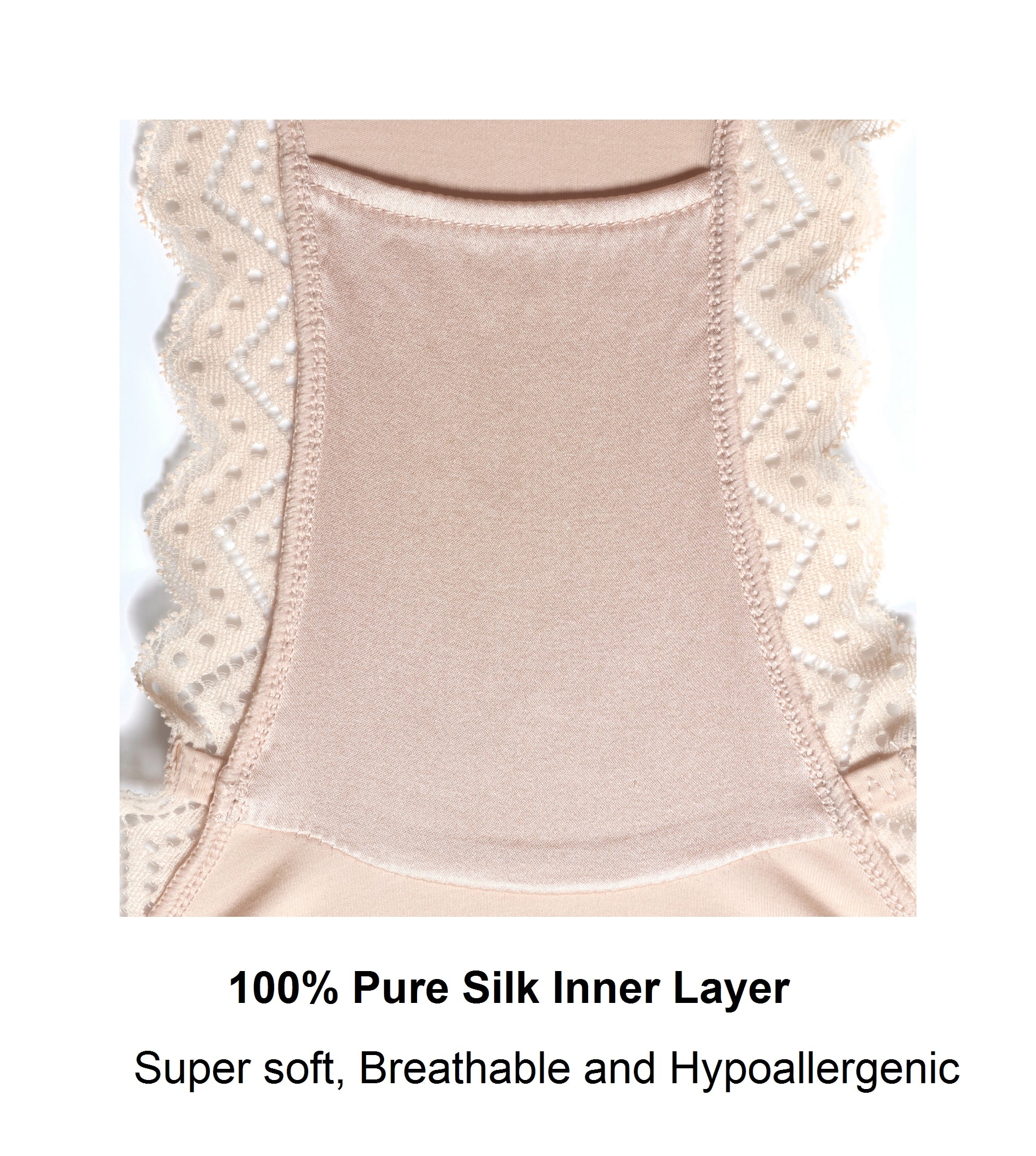 Grace - Peach Silk & Organic Cotton Lace Boxer