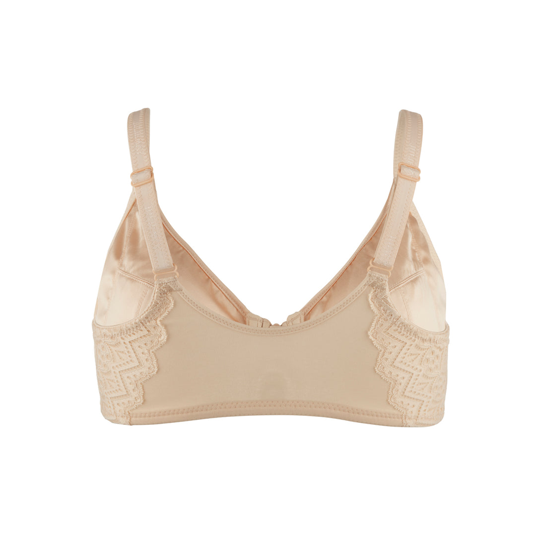 Grace Silk and Organic Cotton Full Cup Front Zip Wired Bra, back view – Juliemay Lingerie