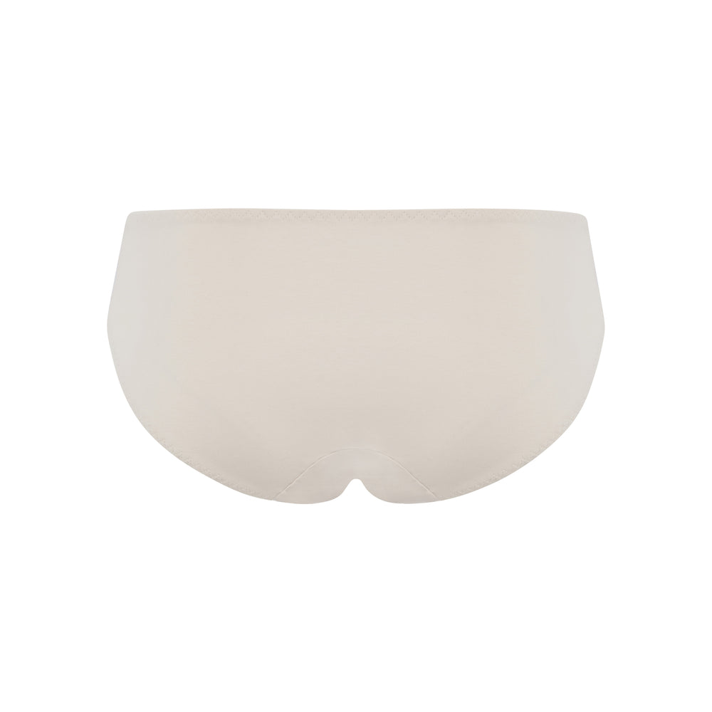 Glacie organic cotton and silk brief in beige, back view, JulieMay Lingerie