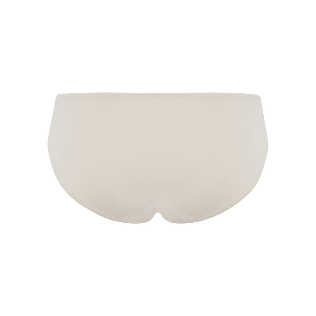 Glacie organic cotton and silk brief in beige, back view, JulieMay Lingerie