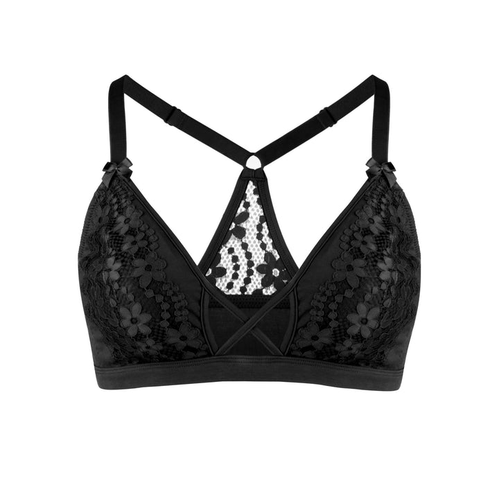 Passion Red Lace Organic Cotton and Silk Bralette, front view (2) – Juliemay Lingerie
