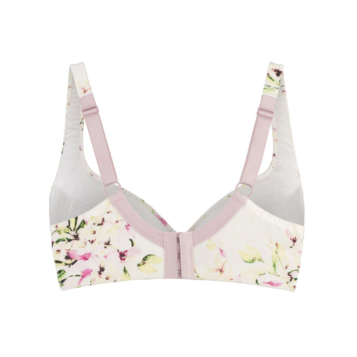 Sunbleached Floral Silk and Organic Cotton Supportive Bra, back view – Juliemay Lingerie