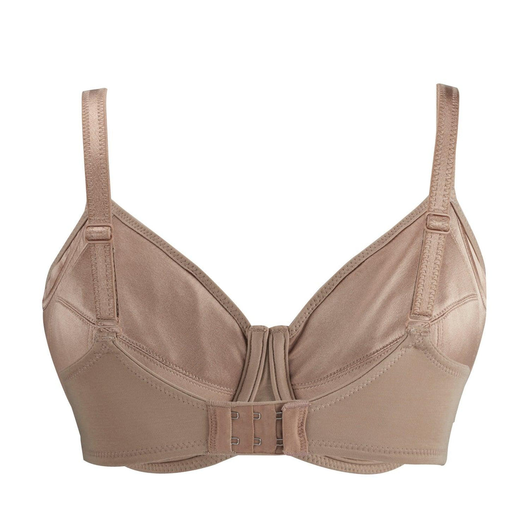 Warm Golden Underwired Silk and Organic Cotton Full Cup Bra with removable paddings, view 3 – Juliemay Lingerie