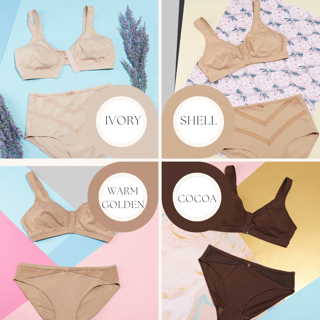 Warm Golden Full Cup Front Closure Silk and Organic Cotton Wireless Bra, fabric and comfort features – Juliemay Lingerie