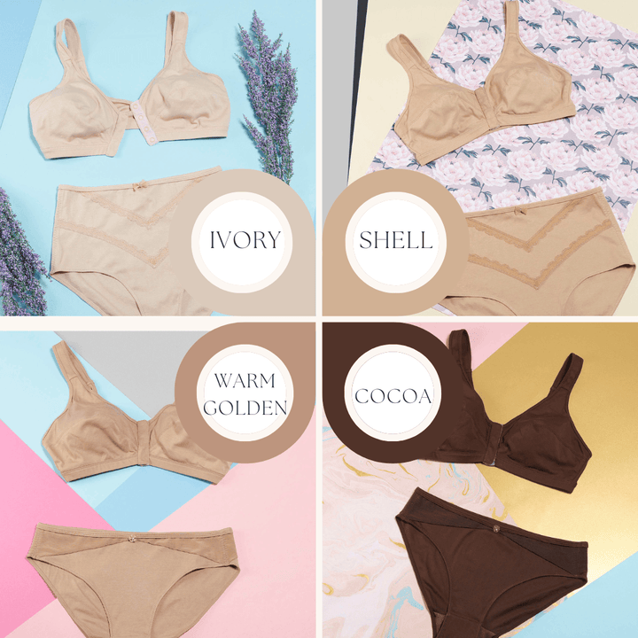 Warm Golden Full Cup Front Closure Silk and Organic Cotton Wireless Bra, fabric and comfort features – Juliemay Lingerie