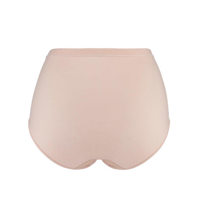 Marrow-High Waisted Silk & Organic Cotton Full Brief in Pink Champagne - Juliemay Lingerie