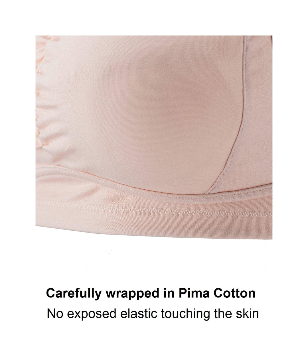 Ornate Comfort Silk and Organic Cotton Non Wired Bra in Peach Pink, view 7 – Juliemay Lingerie